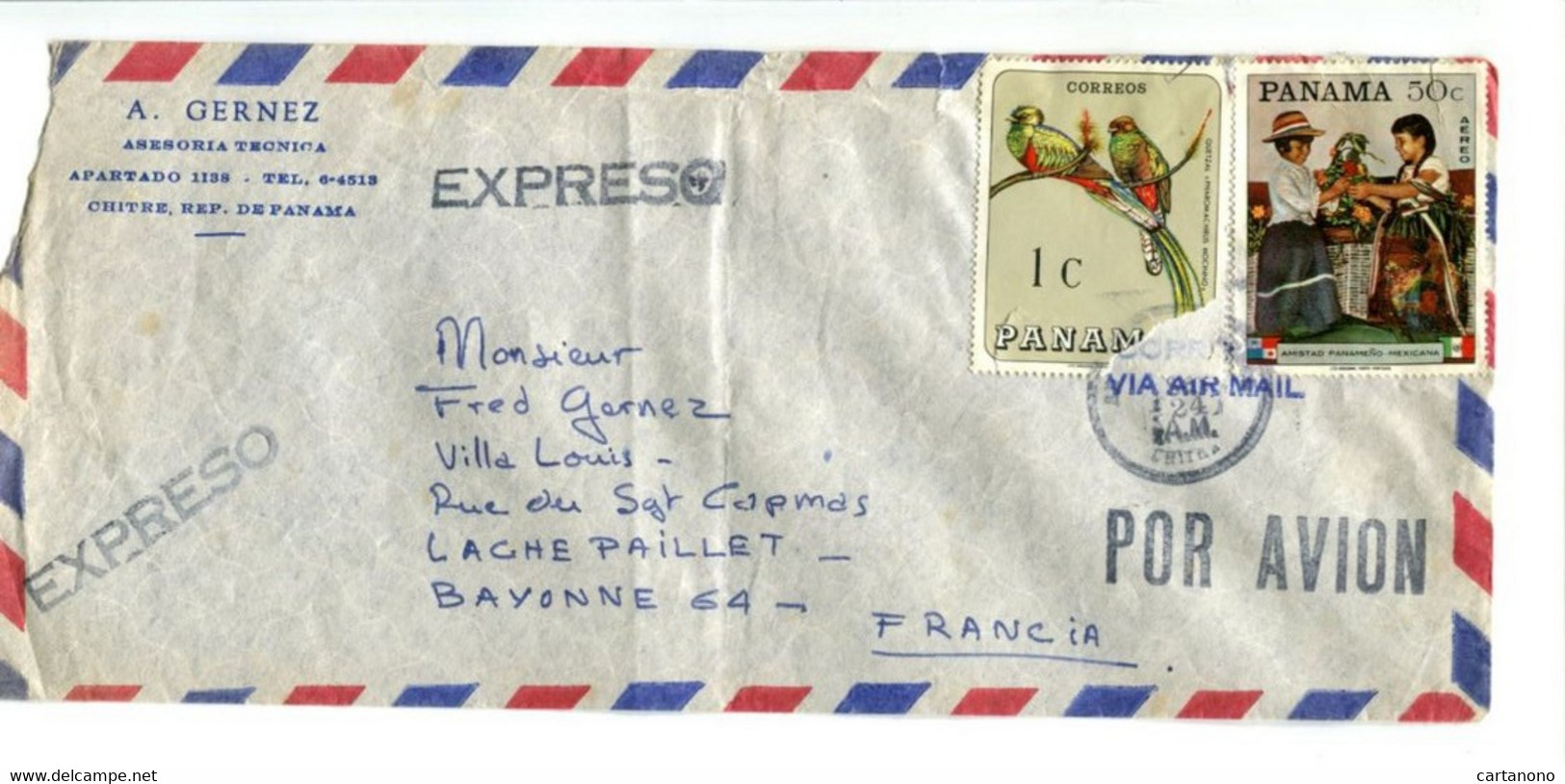 PANAMA 1968 - Affr.  Sur Lettre Express Pour La France - - Panamá