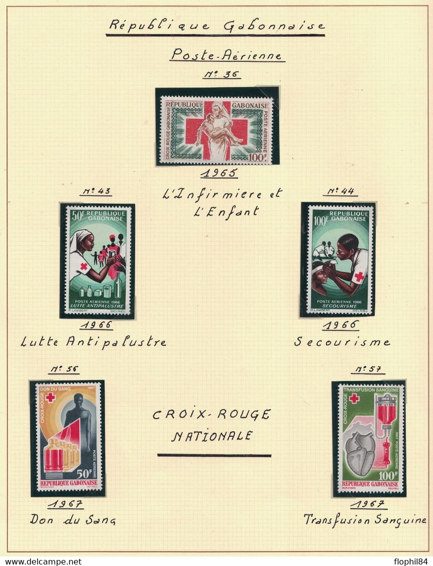 CROIX ROUGE - TIMBRES DIVERS SUR 4 FEUILLES LINDNER DONT: HONGRIE - MONACO - GABON - TOGO. - Collections (with Albums)