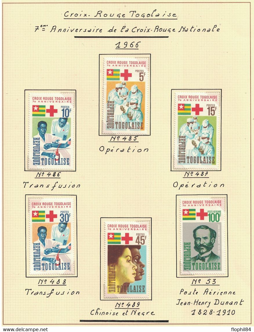 CROIX ROUGE - TIMBRES DIVERS SUR 4 FEUILLES LINDNER DONT: HONGRIE - MONACO - GABON - TOGO. - Collections (en Albums)