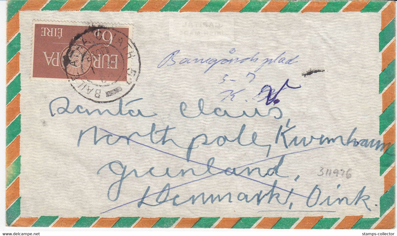 Ireland. Letter Send To SANTA CLAUS, GREENLAND 1960. But Send To Copenhagen. Nice Cover - Poste Aérienne