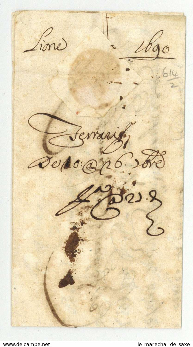 Lyon 1690 Pour Livorno Italie Lettre Taxee 24 - ....-1700: Vorläufer