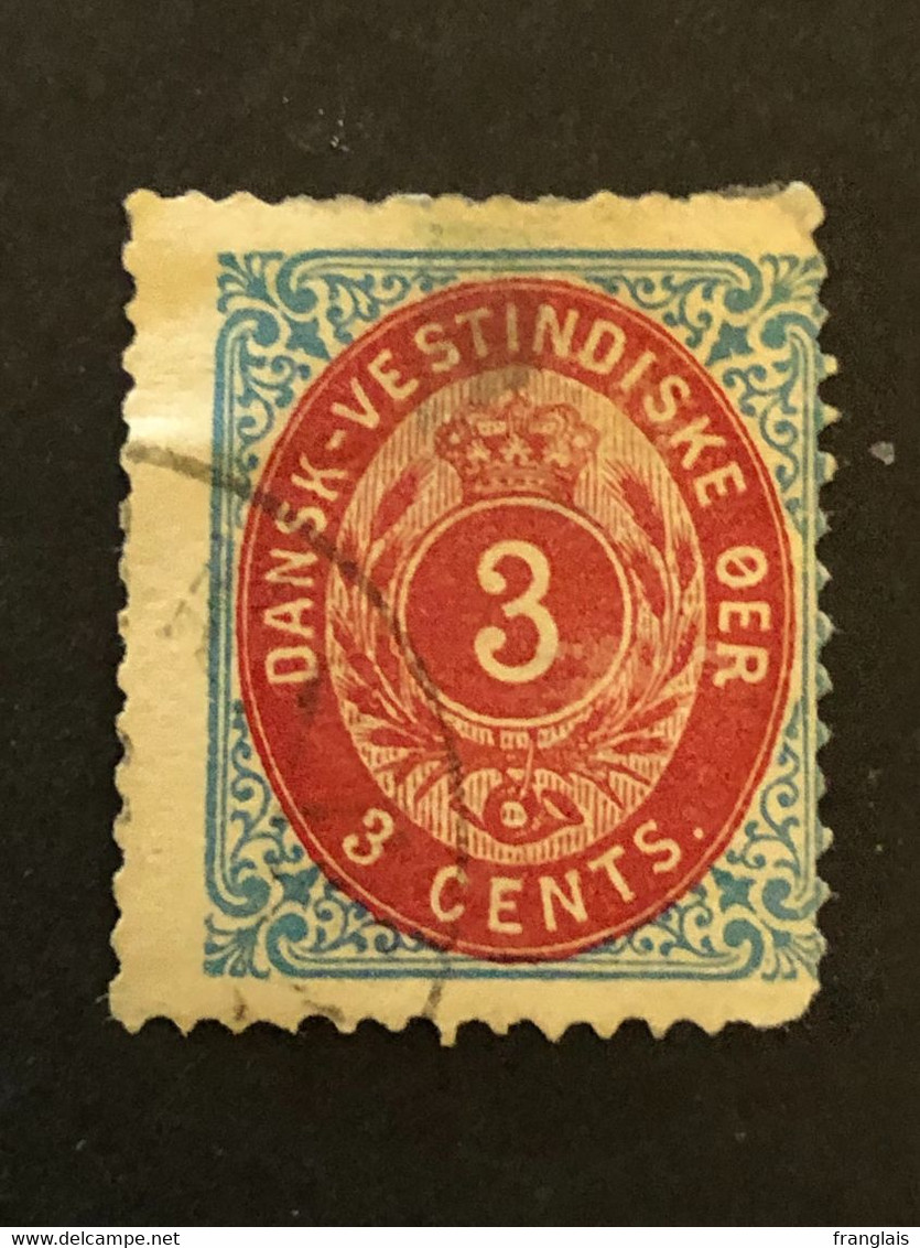 DANISH WEST INDIES DANSK-WESTINDISKE OER  SG 32  3c Red And Blue FU  CV £23 - Dänisch-Westindien