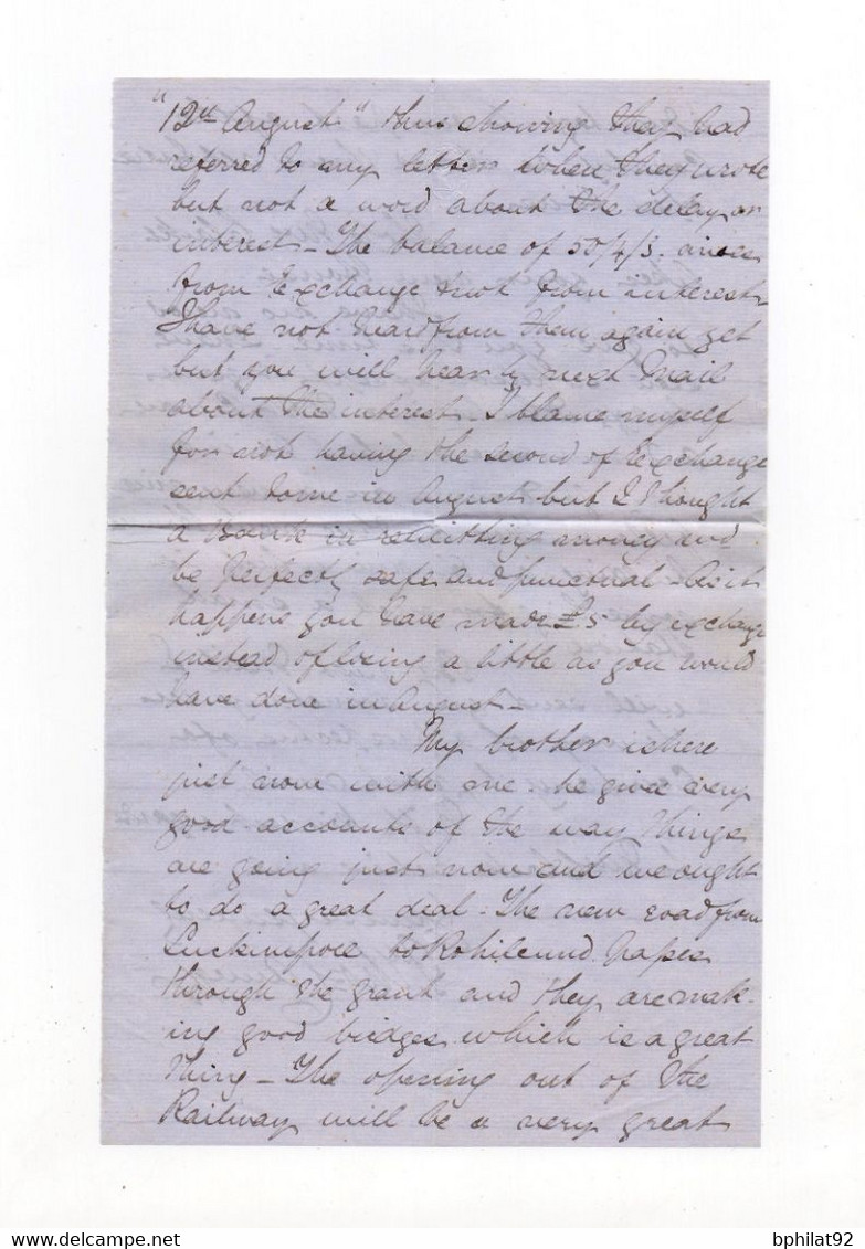 !!! INDE ANGLAISE, LETTRE DE 1864 POUR LONDRES AVEC TEXTE, AFFRANCH TRICOLORE.  ARCHIVE CLARKE - 1858-79 Compagnie Des Indes & Gouvernement De La Reine