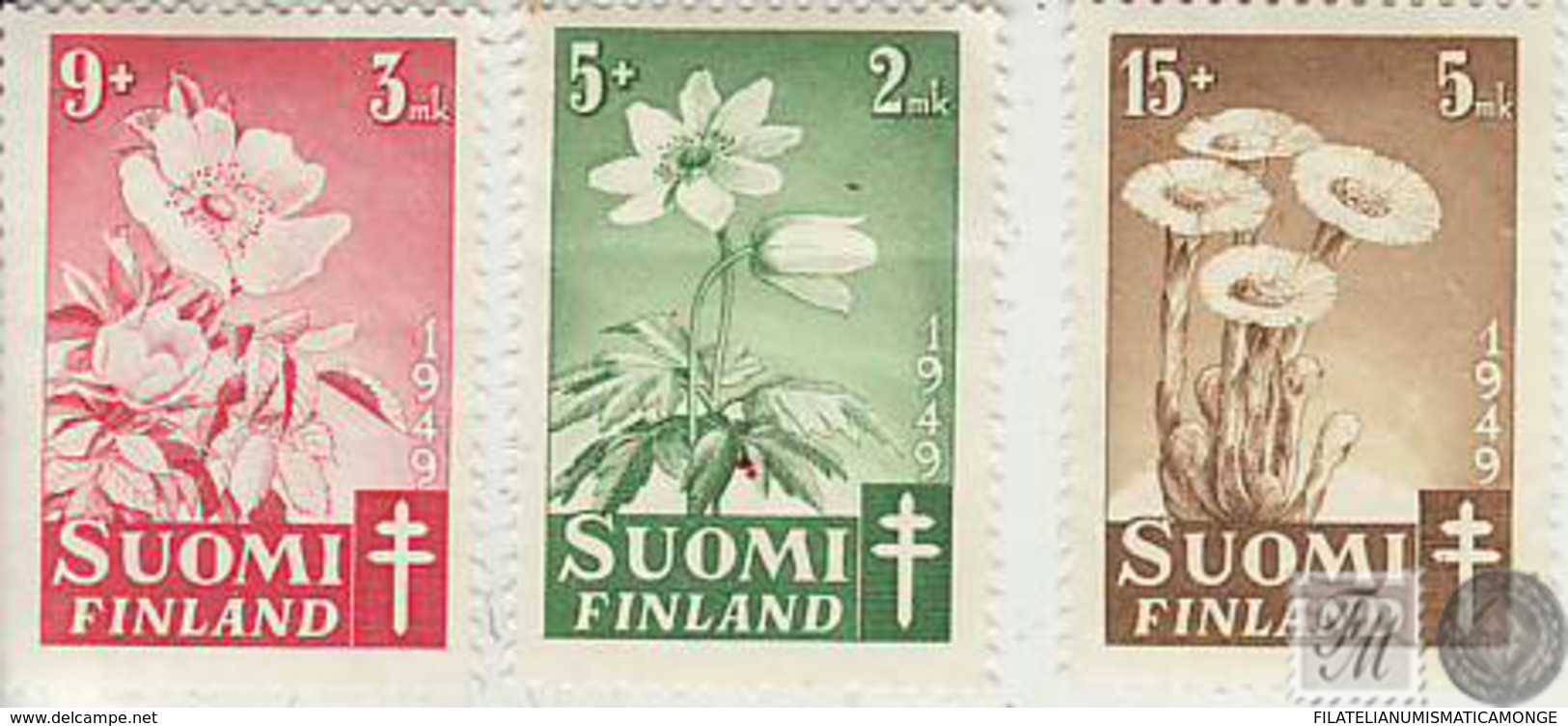 Finlandia 1949  Yvert Tellier  349/51 Flores  ** - Other & Unclassified