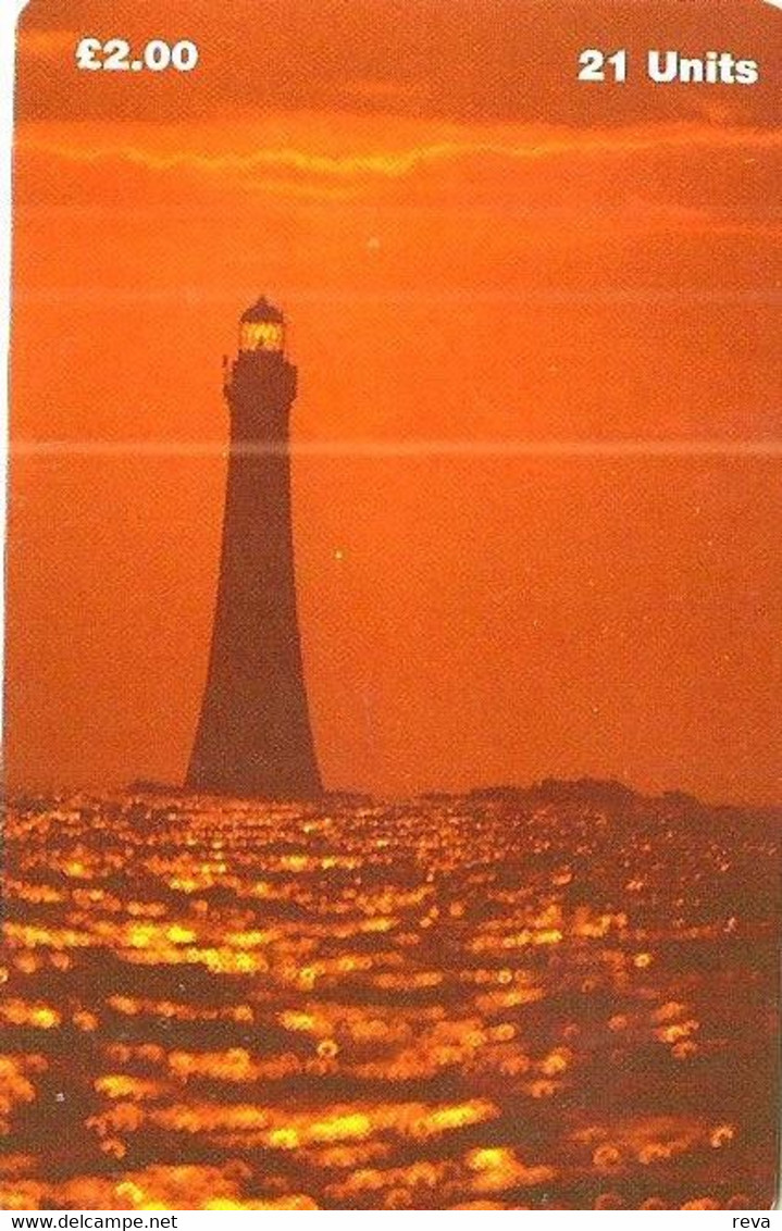 ISLE OF MAN  21 UNITS  CHICKEN ROCK LIGHTHOUSE AT SUNSET CHIP USED  READ DESCRIPTION !!! - Man (Isle Of)