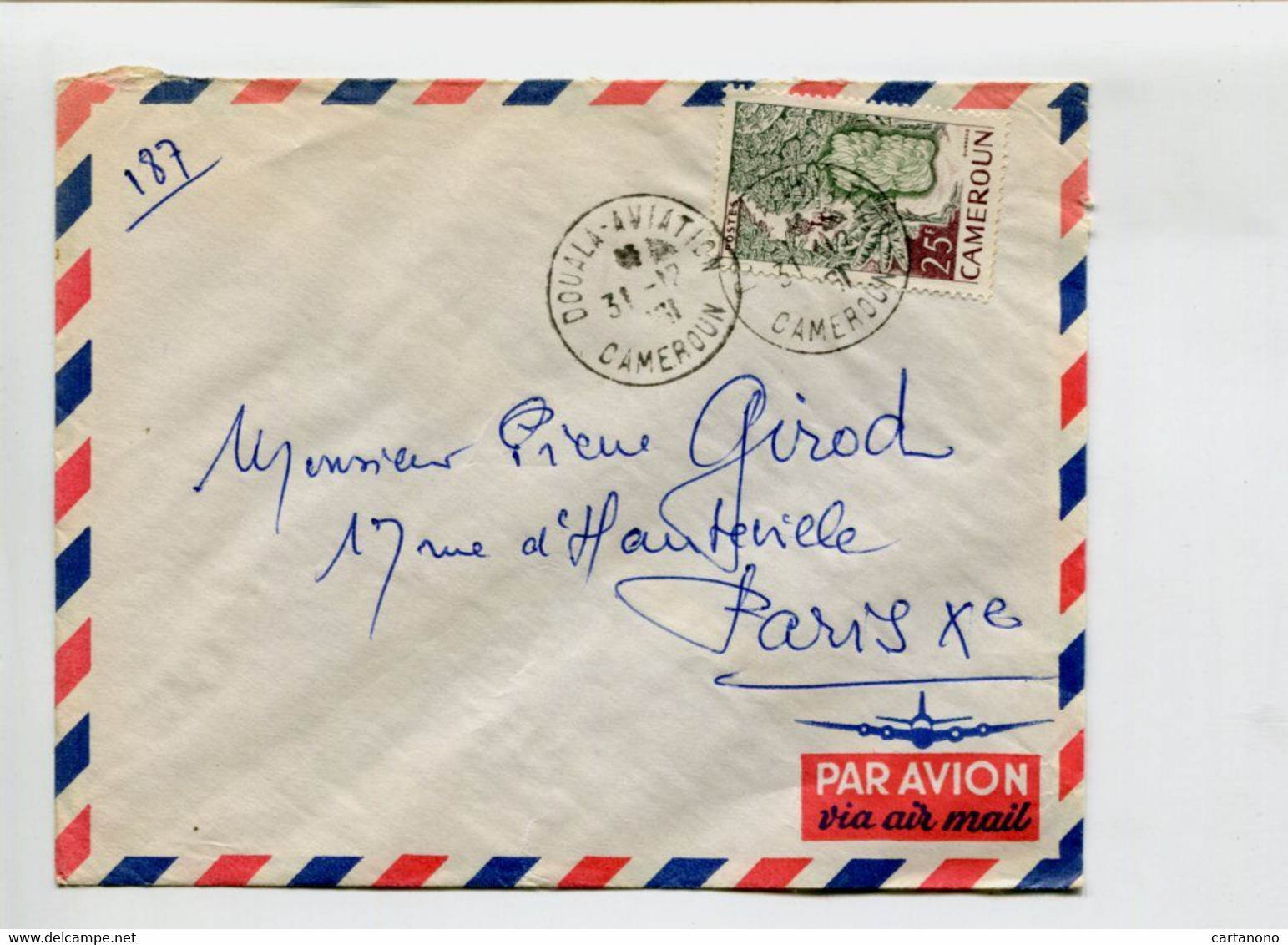 CAMEROUN 1961 DOUALA  AVIATION - Affr. Sur Lettre Par Avion + Cachet - Cameroon (1960-...)