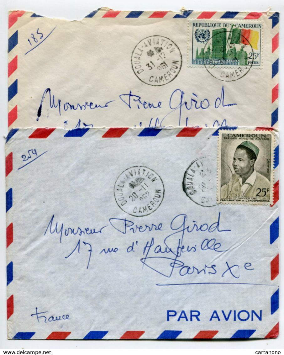 CAMEROUN DOUALA  AVIATION - 2 Lettres - Affr. Sur Lettre Par Avion - - Kamerun (1960-...)