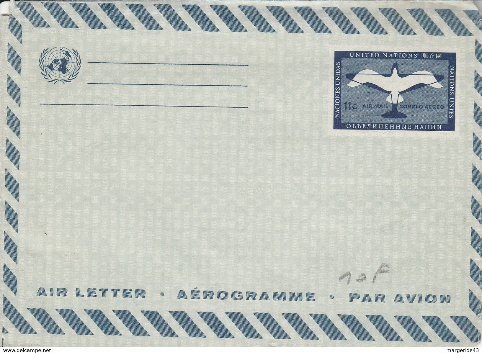 NATIONS UNIES AEROGRAMME 11 C NEUF - Airmail