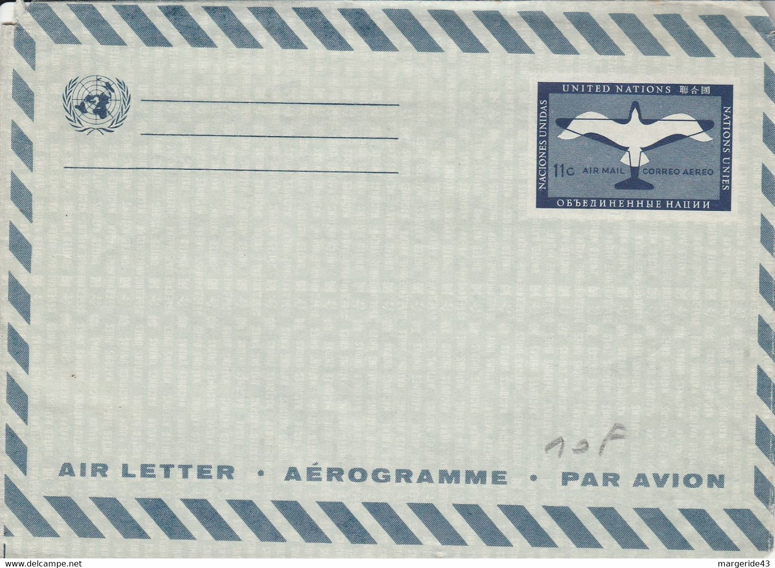 NATIONS UNIES AEROGRAMME 11 C NEUF - Luftpost