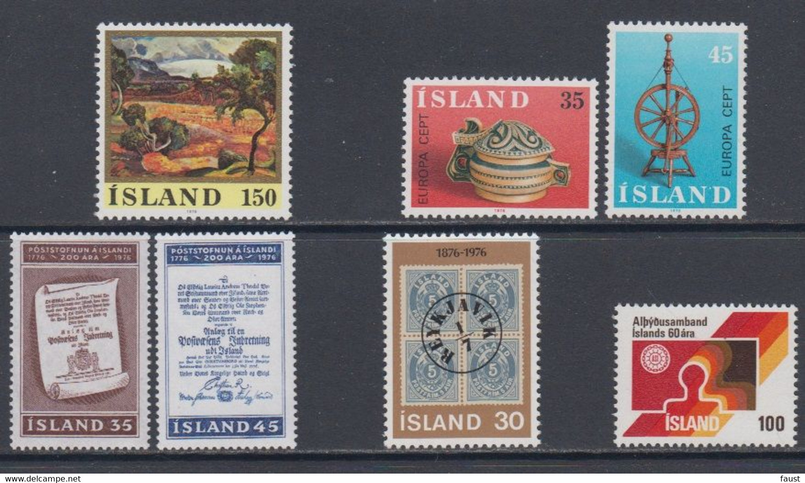 1976 ** Islande (sans Charn., MNH, Postfrish) Complete Yv 466/72  Mi 513/19  FA 550/56 (7v) - Années Complètes