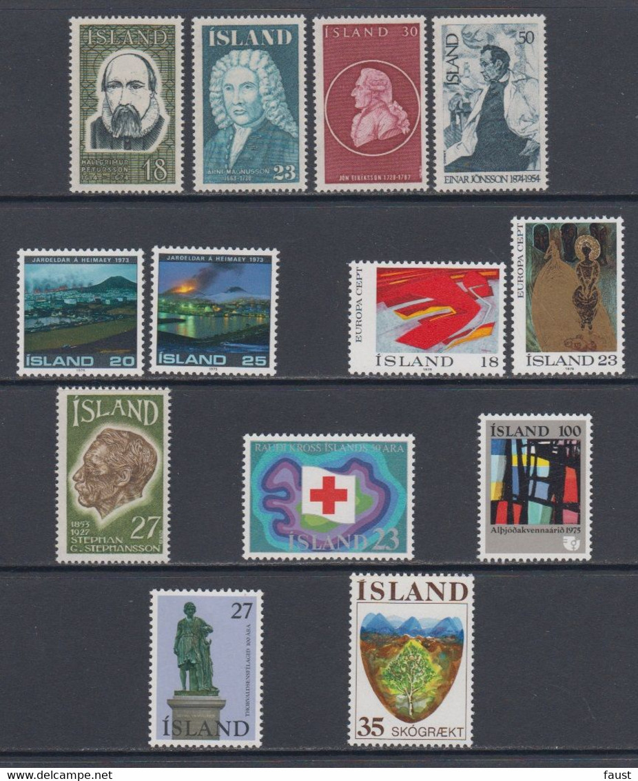 1975 ** Islande (sans Charn., MNH, Postfrish) Complete Yv 453/65  Mi 500/12  FA 537/49 (13v) - Années Complètes