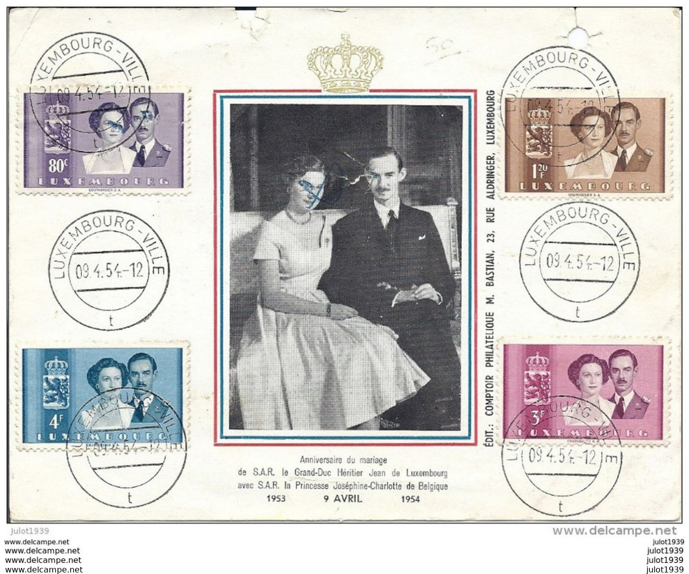 LUXEMBOURG ..-- 1er Anniversaire Du Mariage Couple Grand - Ducal . 09.04.1954 . Dans L' état . - Koninklijke Familie