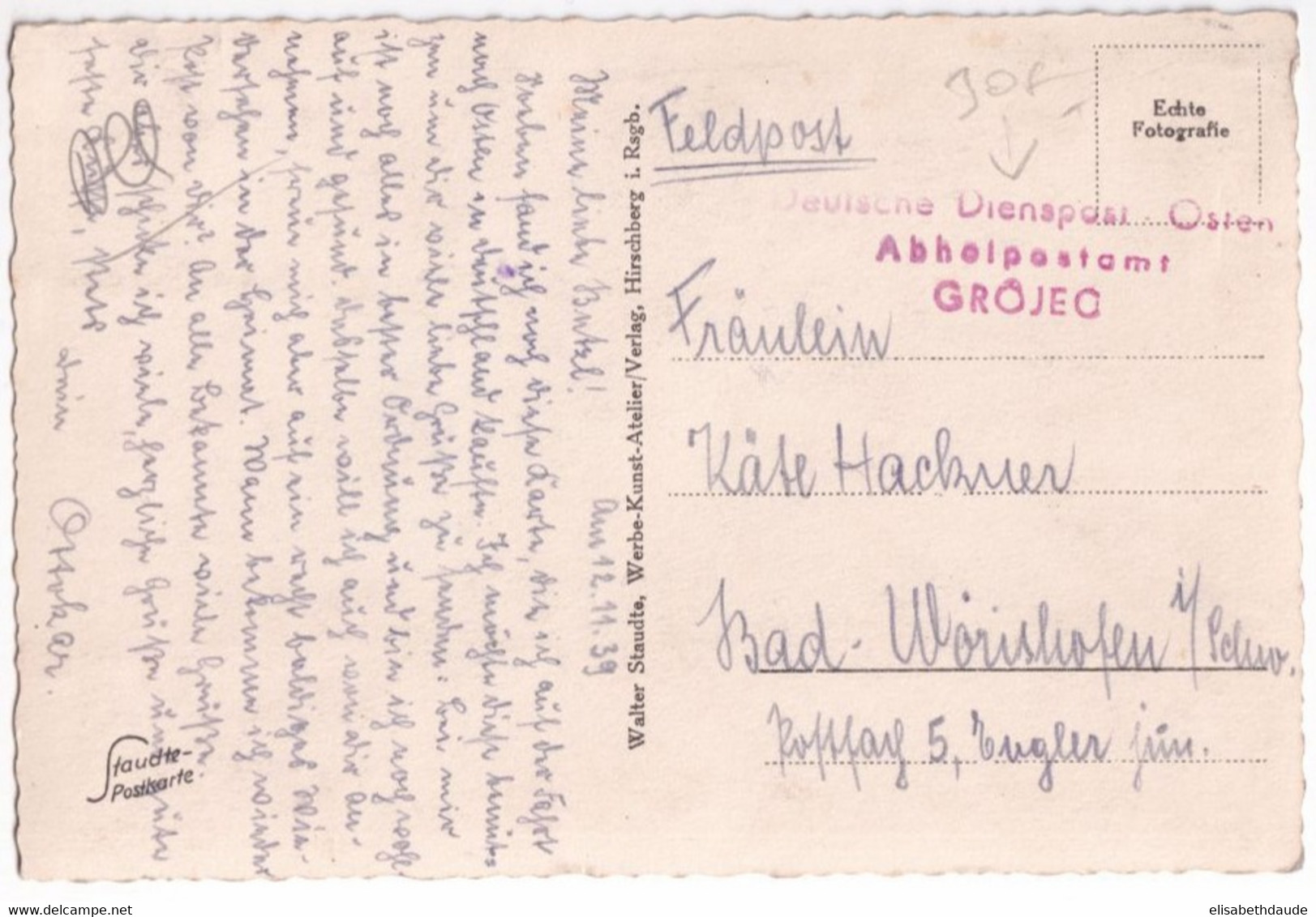 1939 - OCCUPATION ALLEMANDE En POLOGNE / GROJEC ! - CARTE FELDPOST De HIRSCHBERG I.RIESENGEBIRGE - Generalregierung