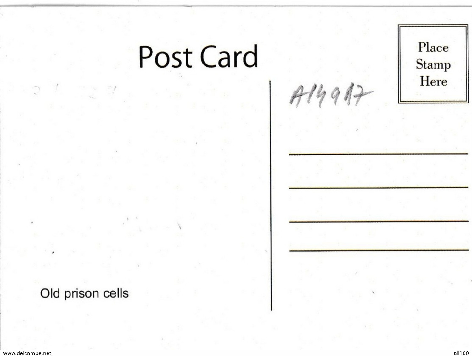 A14917 - OLD PRISON CELLS POSTCARD - Prigione E Prigionieri