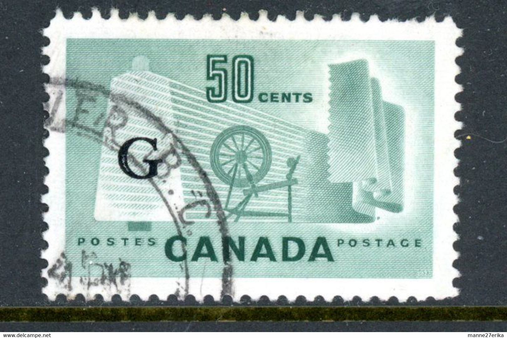 -Canada-1953- "Textile Industry"  USED  Overprinted 'G' - Overprinted