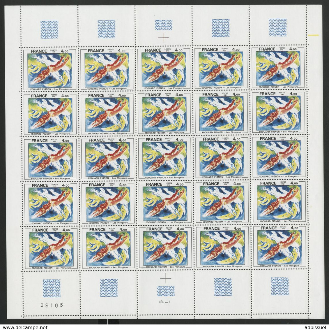 N° 2168 4 Fr Edouard PIGNON Feuille De 25 Ex. Vendue à La Valeur Faciale. ** MNH COTE 57,50 € (voir Description) - Full Sheets