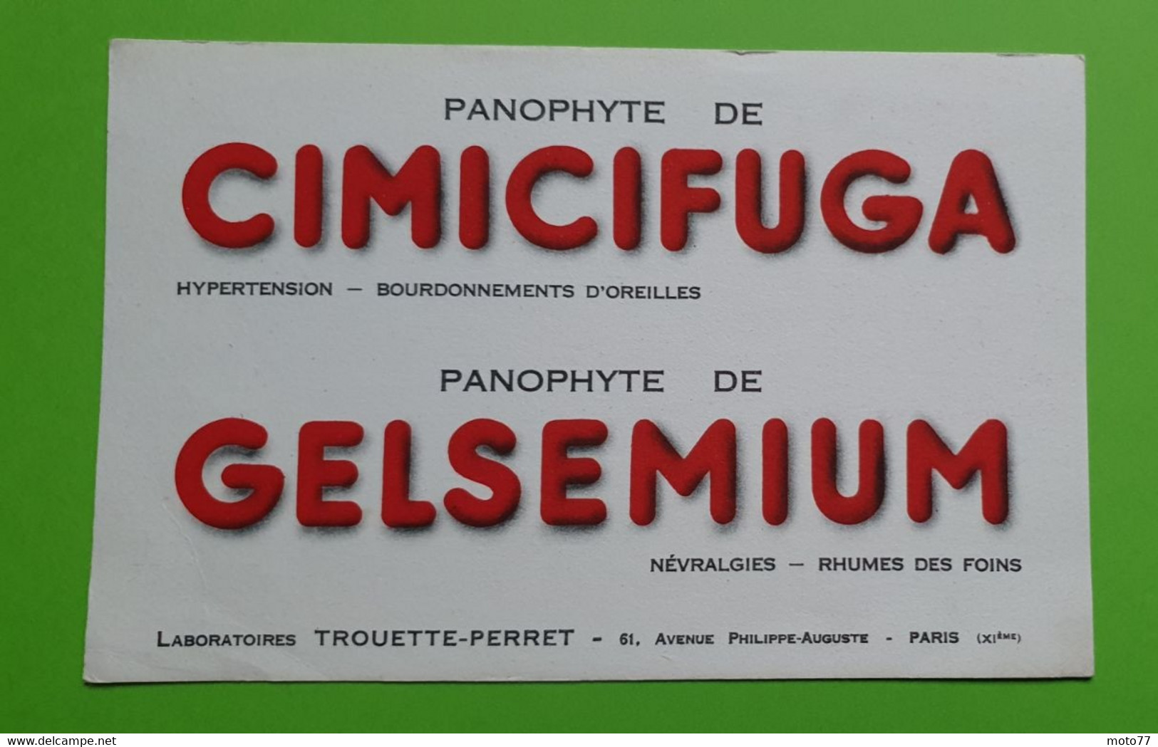 Buvard 549 - Laboratoire - CIMICIFUGA GELSEMIUM - Etat D'usage : Voir Photos - 21x13.5 Cm Environ - Vers 1950 - Produits Pharmaceutiques