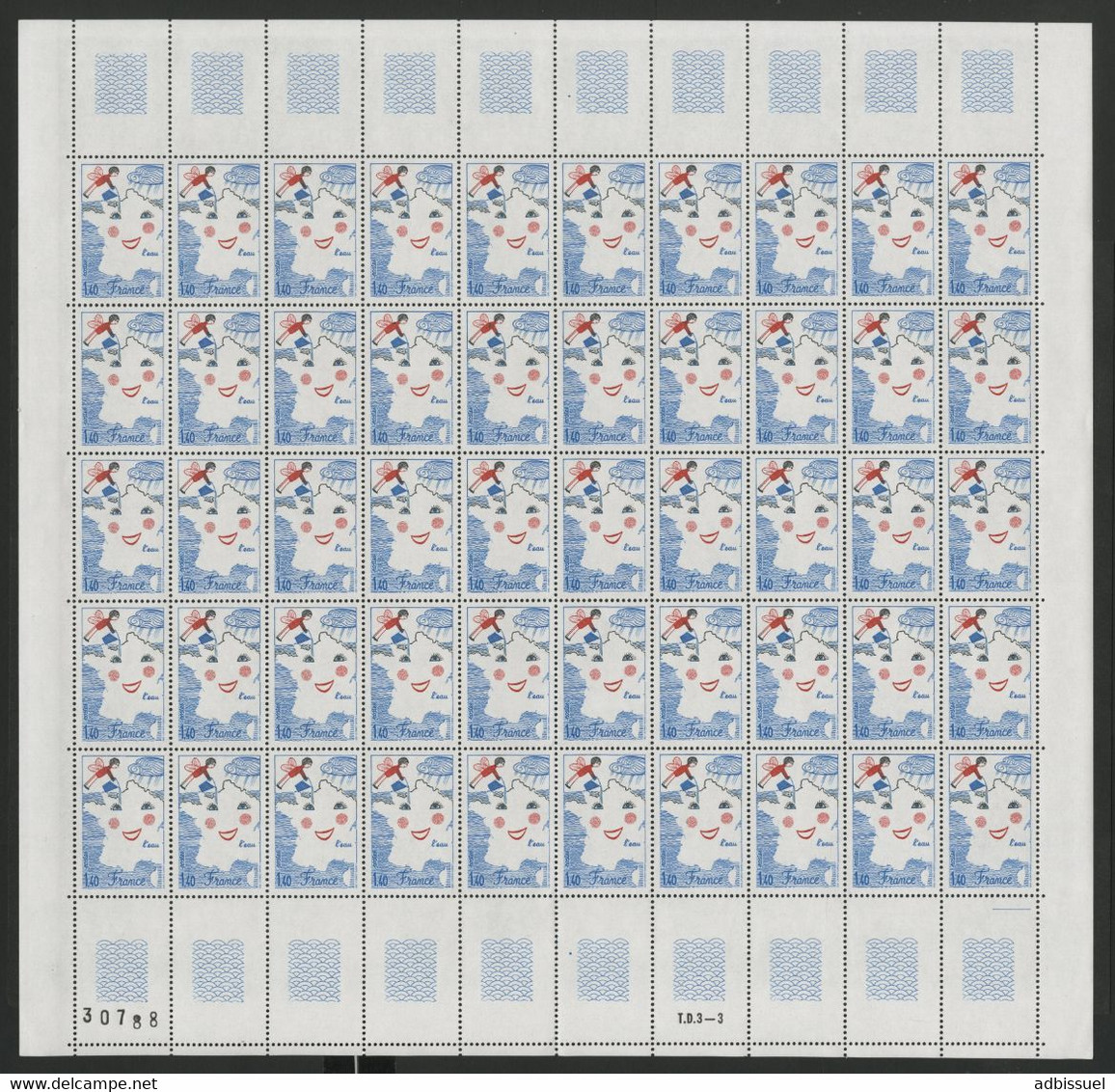 N° 2125 1,40 Fr FRANCE Feuille De 50 Ex. Vendue à La Valeur Faciale. ** MNH COTE 40 € (voir Description) - Full Sheets