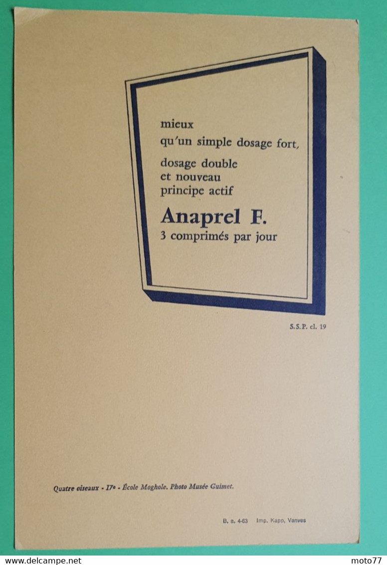 Buvard 453 - Laboratoire - ANAPREL- Oiseaux Mongolie - Etat D'usage :voir Photos - 15.5x24 Cm Environ - Vers 1960 - Produits Pharmaceutiques