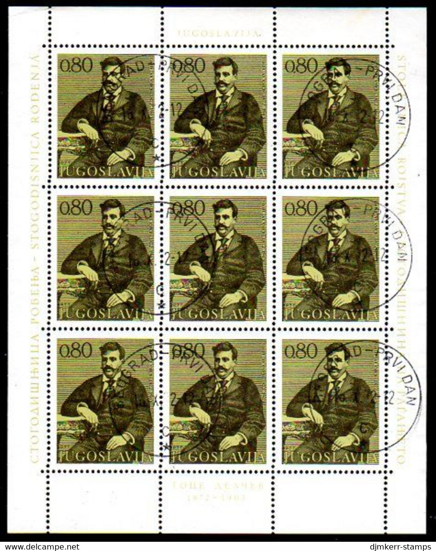 YUGOSLAVIA 1972 Delčev Birth Centenary Sheetlet Used.  Michel 1479 - Blocks & Kleinbögen