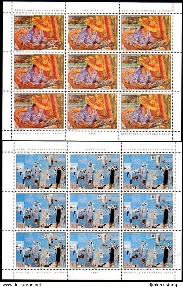 YUGOSLAVIA 1980 Paintings Sheetlets MNH / **.  Michel 1867-71 - Blocks & Kleinbögen