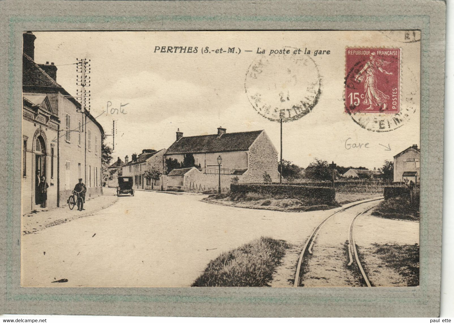 CPA - (77) PERTHES - Aspect De La Poste Et De La Gare En 1927 - Perthes