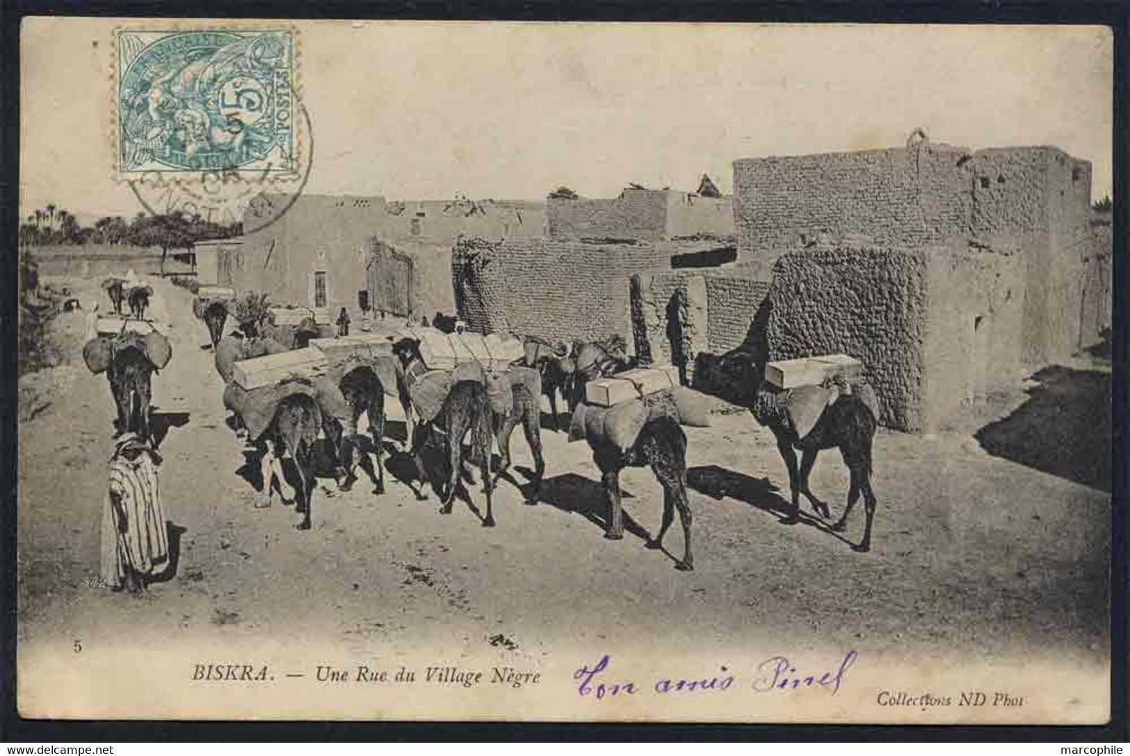 ALGERIE - BISKRA - CARAVANE / 1905 CPA UNE RUE DU VILLAGE NEGRE (ref 8749c) - Biskra