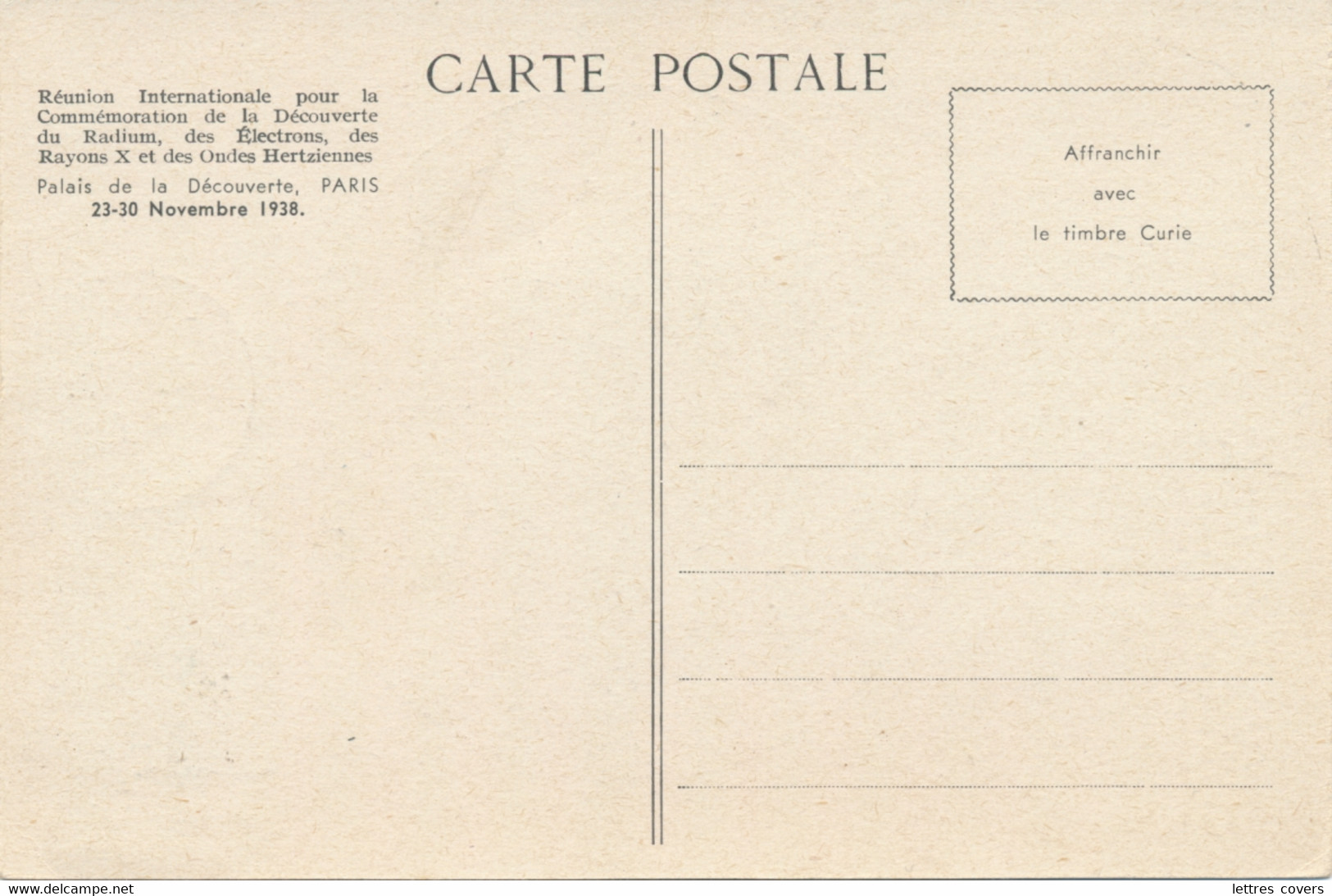 Carte Maxi PIERRE ET MARIE CURIE Obl DAGUIN PALAIS DE LA DECOUVERTE PARIS 24/11/38 - Radium Cancer - 1930-1939