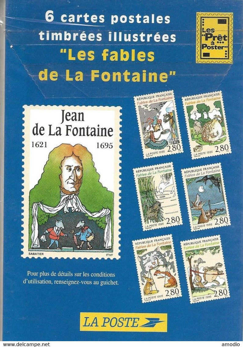 France Cartes Postales PAP Entier Privé YT 2958/63 Jean De La Fontaine N** - Listos A Ser Enviados : Réplicas Privadas
