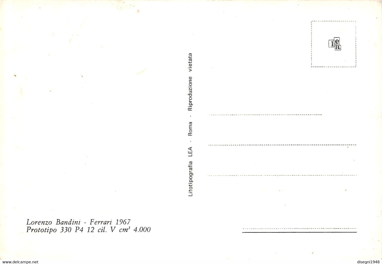 011012 " LORENZO BANDINI - FERRARI 1967 PROTOTIPO 330 P412 CIL. V CM3 4.000" CARTOLINA  ORIG. NON SPED. - Automobilismo - F1
