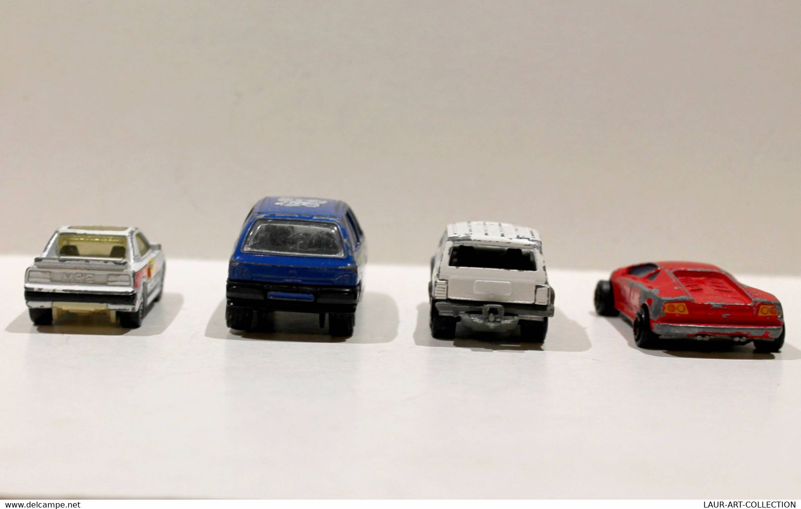 LOT DE 4 MAJORETTE JEEP, LAMBORGHINI / MATCHBOX TOYOTA MR2 1985 / BURAGO RENAULT        (031221.38) - Majorette