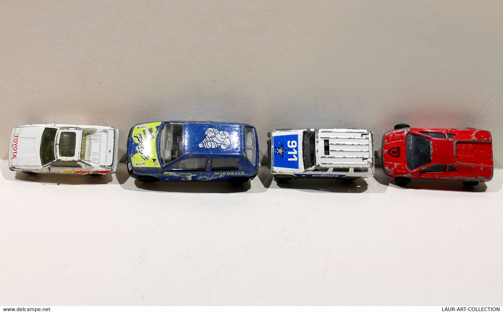 LOT DE 4 MAJORETTE JEEP, LAMBORGHINI / MATCHBOX TOYOTA MR2 1985 / BURAGO RENAULT        (031221.38)