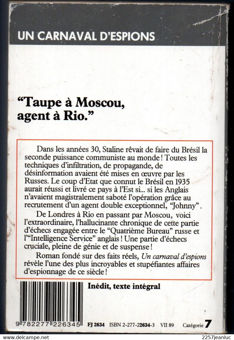 Robert Moss - Un Carnaval D'Espion .Suspense - Editions J'ai Lu 1989 - J'ai Lu