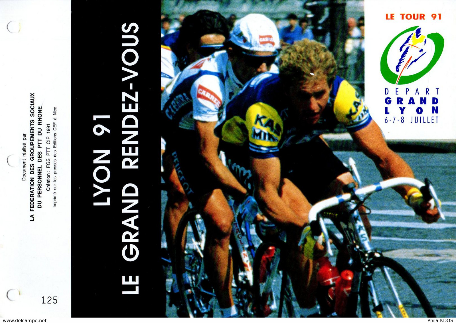 " FEUILLET SPECIAL TOUR DE FRANCE 1991 : DEPART GRAND LYON. " Voir Les 4 Scans Parfait état ! - Ciclismo
