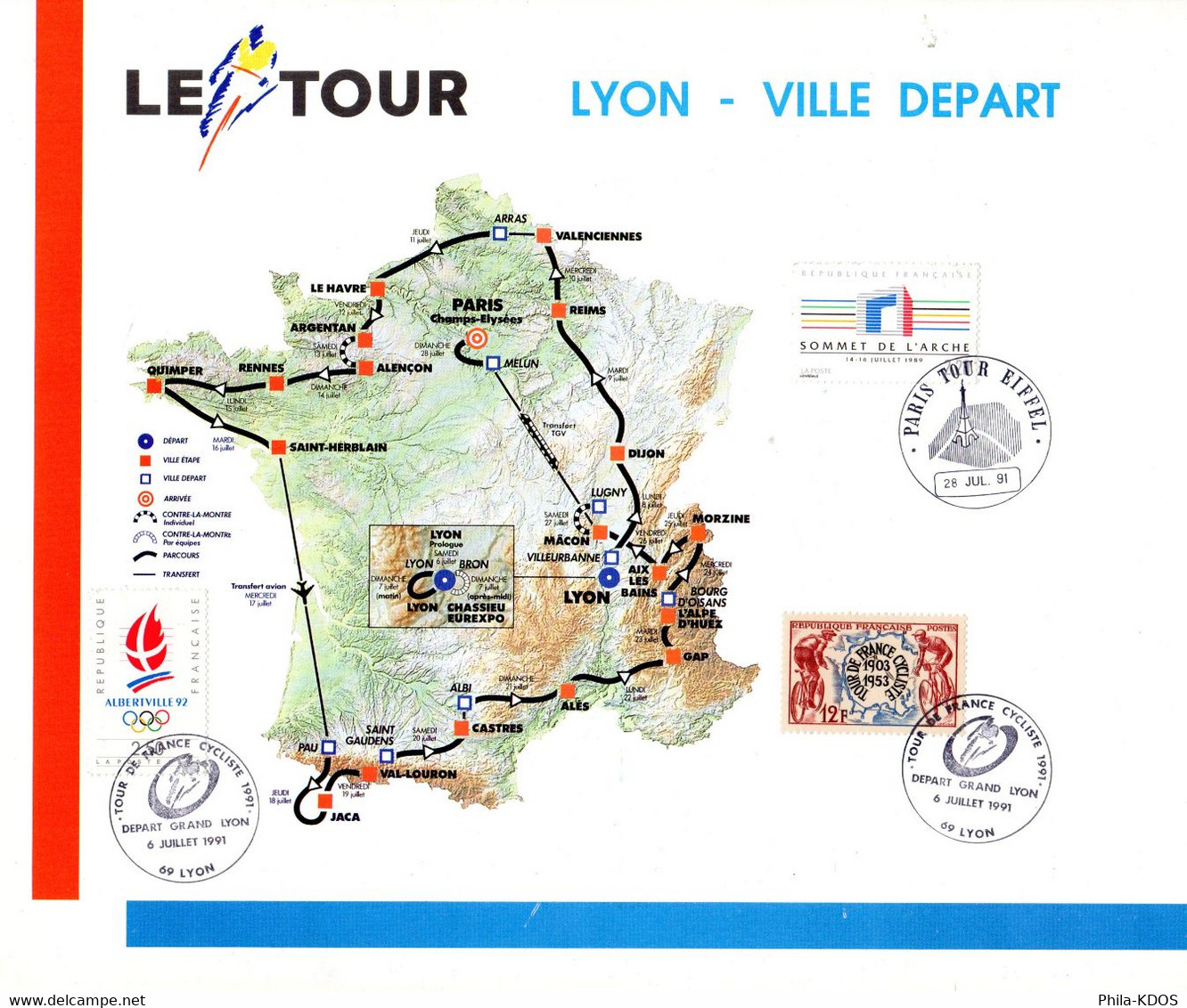 " FEUILLET SPECIAL TOUR DE FRANCE 1991 : DEPART GRAND LYON. " Voir Les 4 Scans Parfait état ! - Wielrennen
