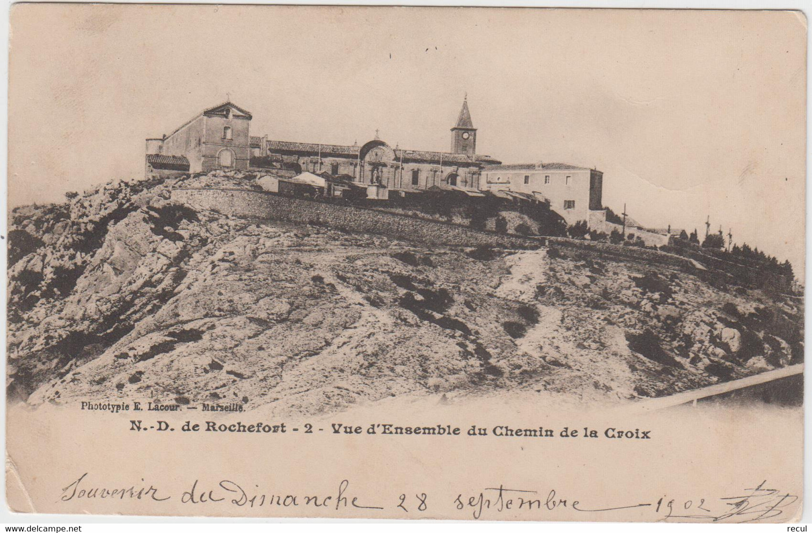 GARD - N. D De Rochefort - 2 -Vue D'Ensemble Du Chemin De La Croix ( - Carte Pionnière / Timbre à Date De  1912 ) ) - Rochefort-du-Gard