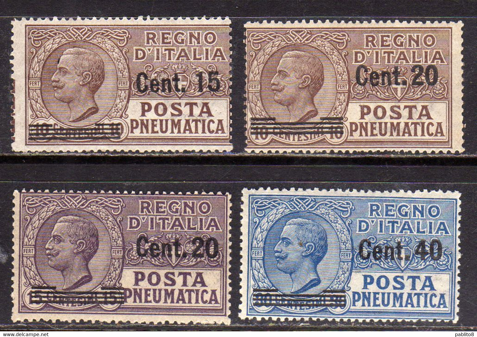 ITALIA REGNO ITALY KINGDOM 1924 1925 POSTA PNEUMATICA VITTORIO EMANUELE III SERIE COMPLETA SOPRASTAMPATA SURCHARGE MNH - Poste Pneumatique