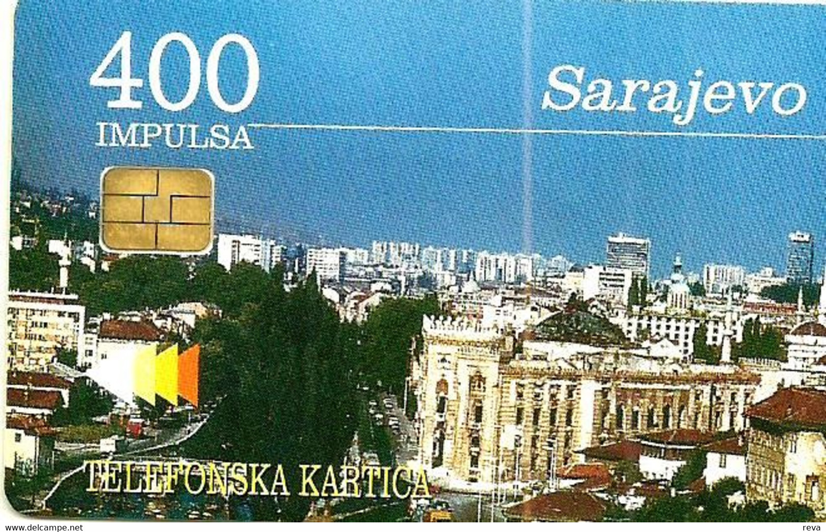 BOSNIA 400 IMPULES  SKYLINE OF  SARAJEVO   CHIP USED READ DESCRIPTION !!!! - Bosnië