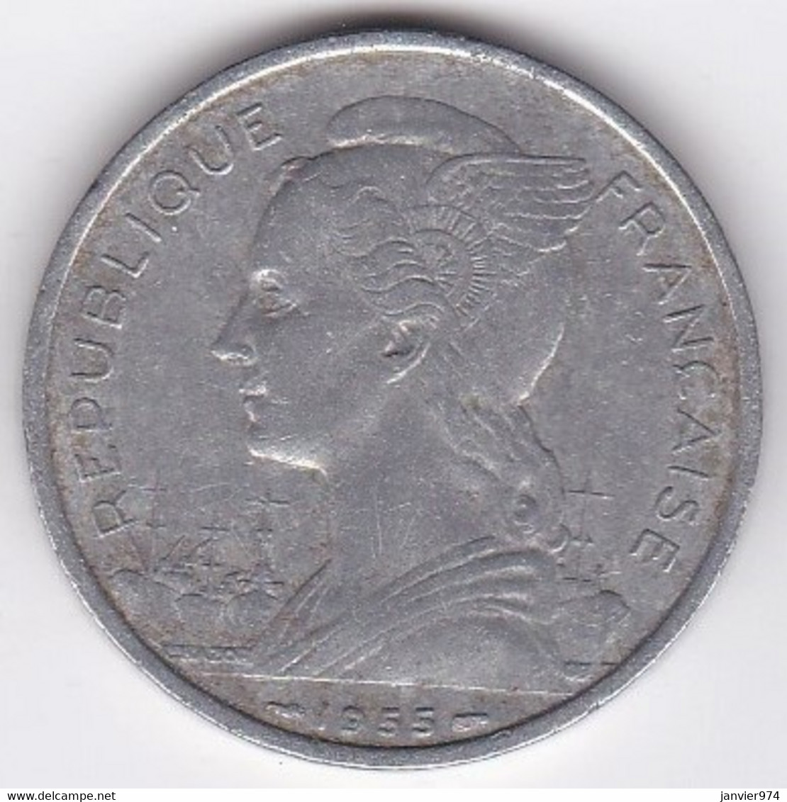 ILE DE LA REUNION. 5 FRANCS 1955 . ALUMINIUM - Reunión