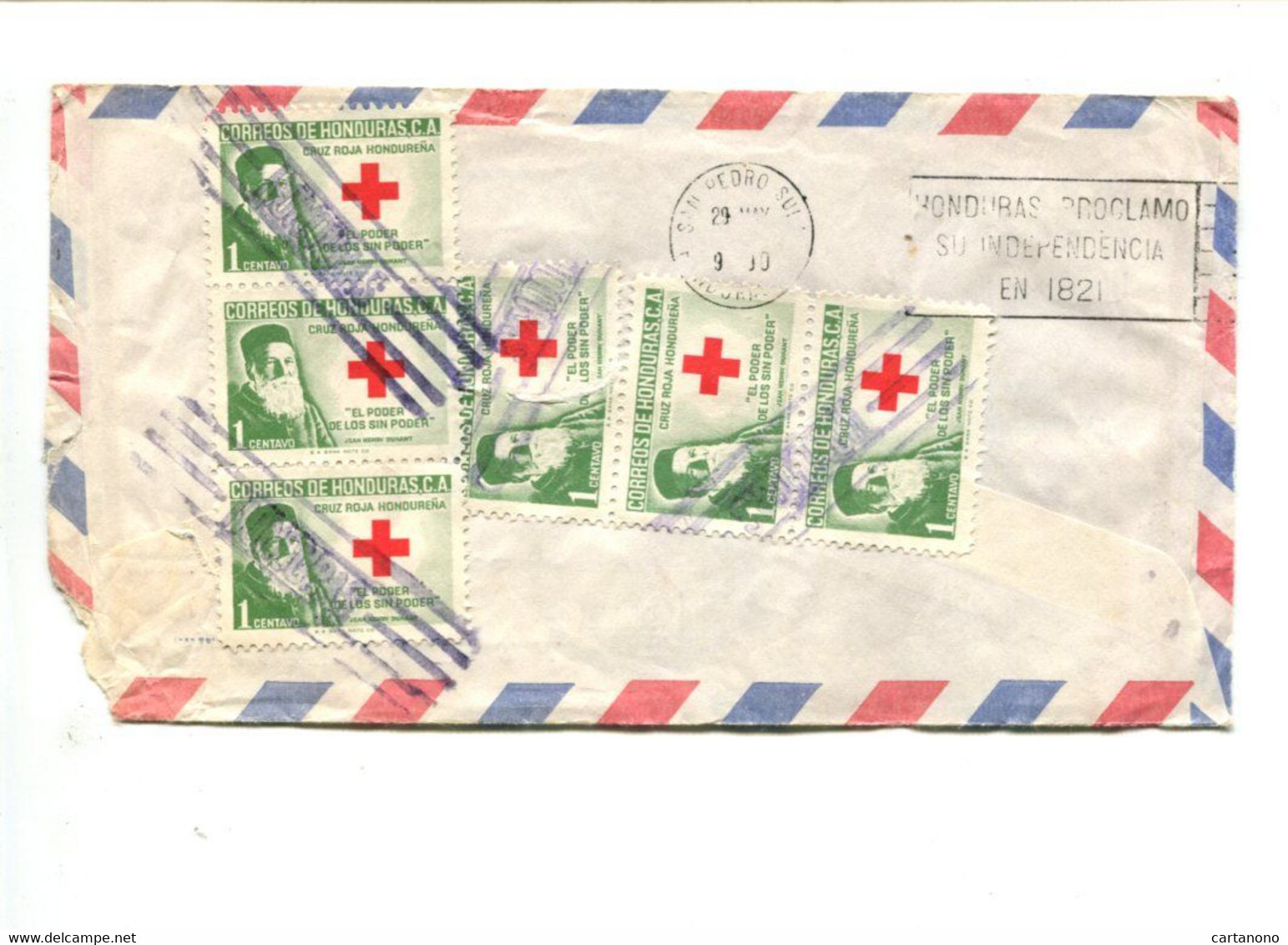 HONDURAS 1968 - Affr. Sur Lettre Par Avion - Henry Dunant Croix Rouge - Rotes Kreuz