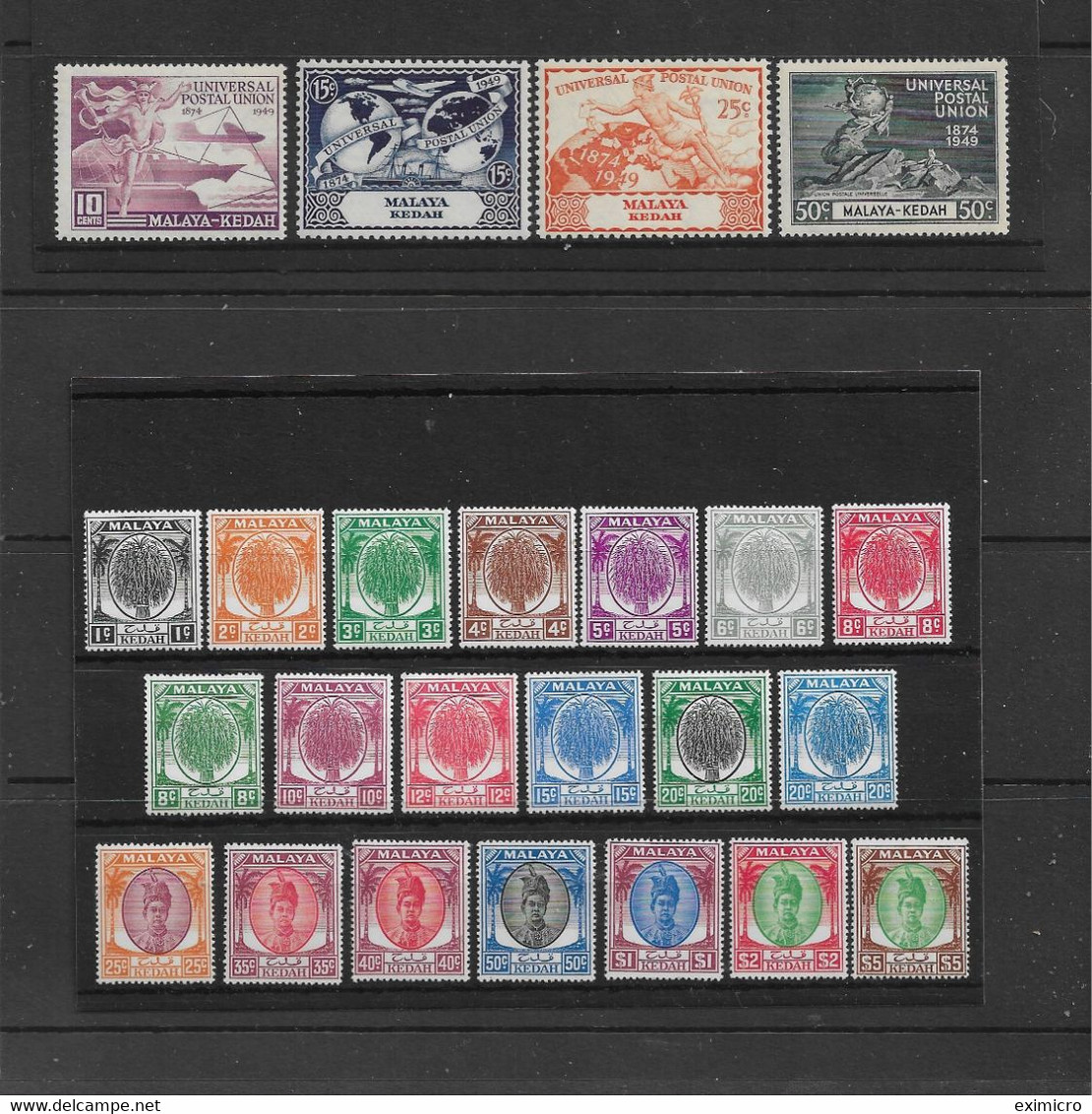 MALAYA - KEDAH 1949 UPU SET AND 1950 - 1952 SET OF 20 STAMPS SG 72/75, 76/90 MOUNTED MINT Cat £164 - Kedah