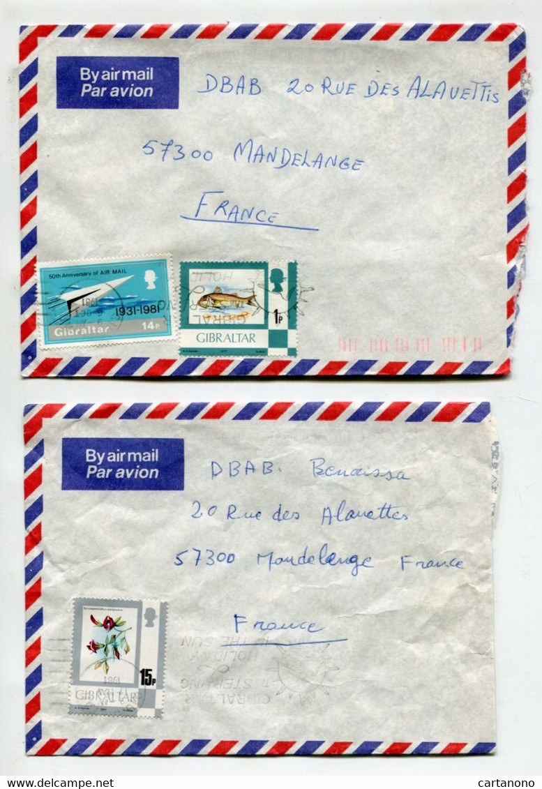 GIBRALTAR 1981 - 2 Lettres - Affr. Sur Lettre Par Avion Pour La France - - Gibraltar