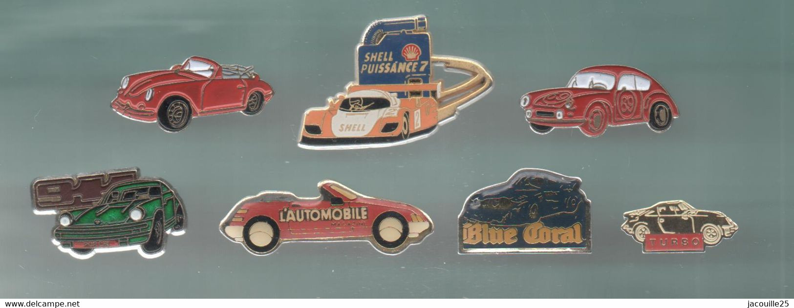 PINS PIN'S AUTO PORSCHE 741 AUTOMOBILE 911 PRESSE MEDIA TURBO BLUE CORAL  CABRIOLET LOT 7 PINS DONT 1 AB ARTHUS - Porsche