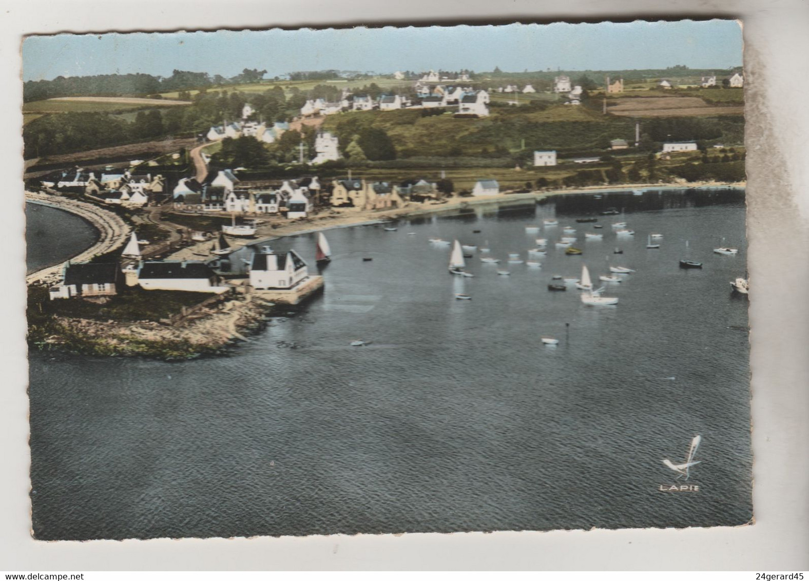 CPSM PLOUGASNOU (Finistère) - En Avion Au-dessus De.......TERENEZ Vue Panoramique Du Port - Plougasnou