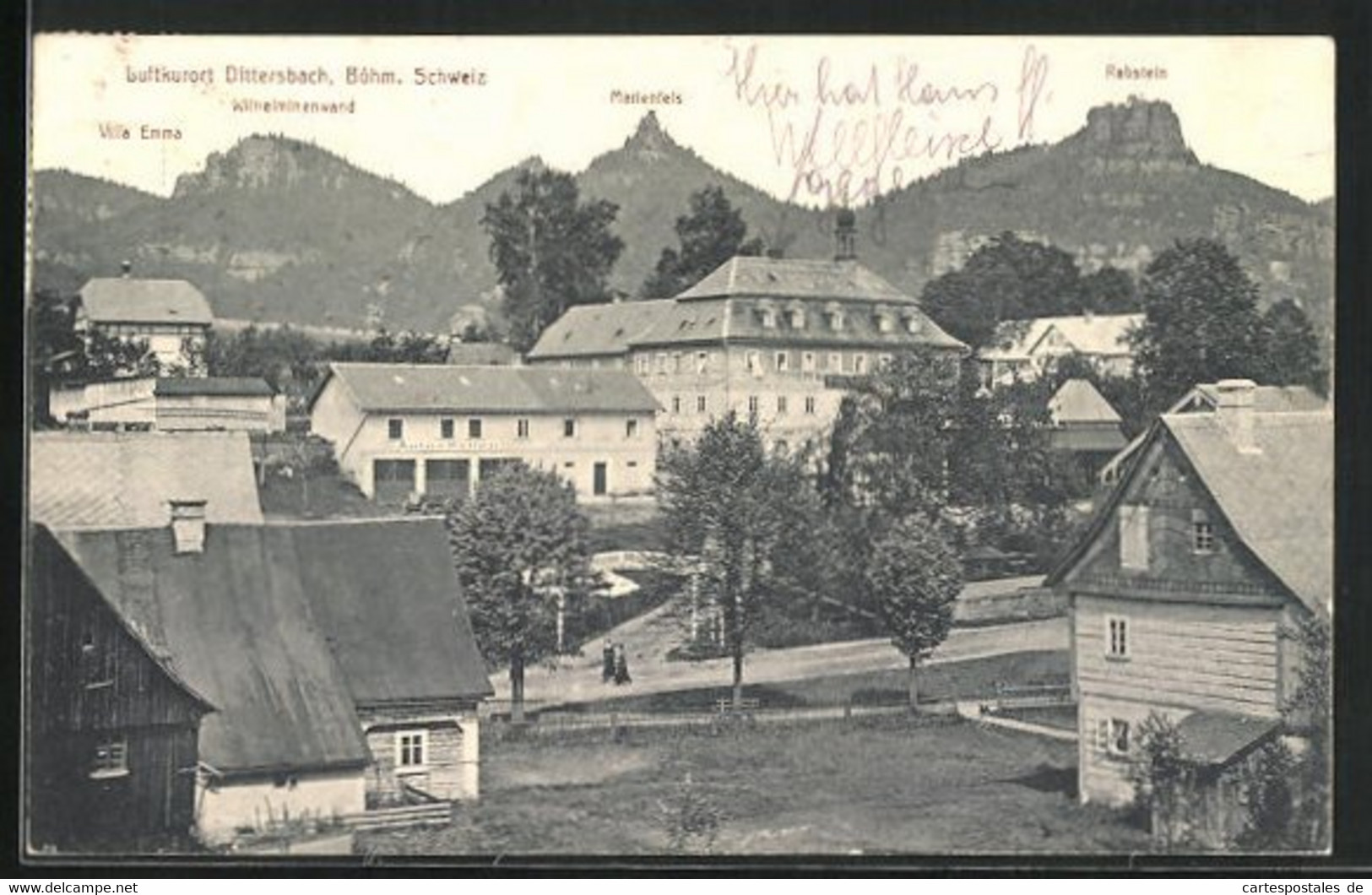 AK Dittersbach / Jetrichovice, Ortspartie Mit Villa Emma, Wilhelminenwand Und Marienfels - Tchéquie