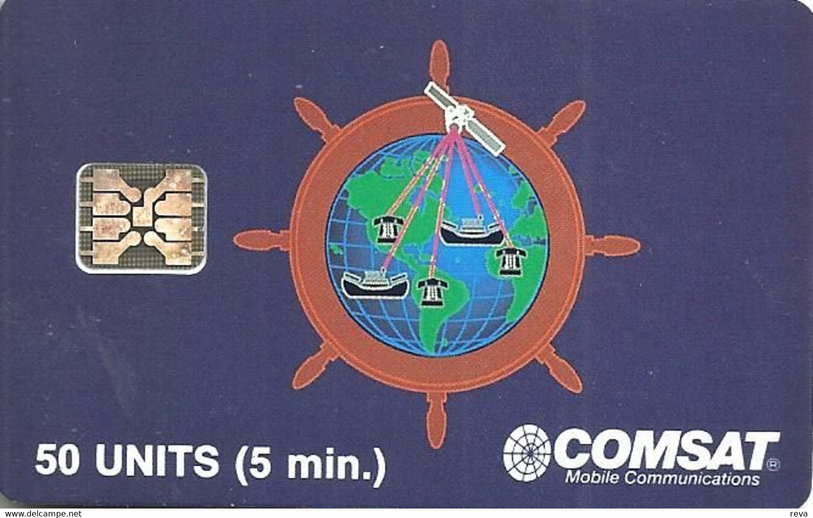 UNITED STATES USA  50 UNITS COMSAT SATELLITE DARK BLUE  CHIP SC5 ISSUED 1991  MINT(?) READ DESCRIPTION !! - [2] Chip Cards