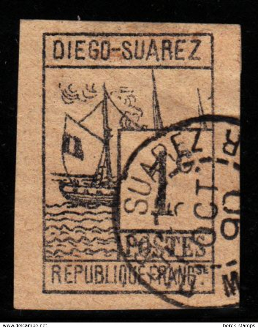 DIEGO SUAREZ - N°  6 - 1c - EMISSION PROVISOIRE DE 1890 - SIGNE BRUN - Oblitérés