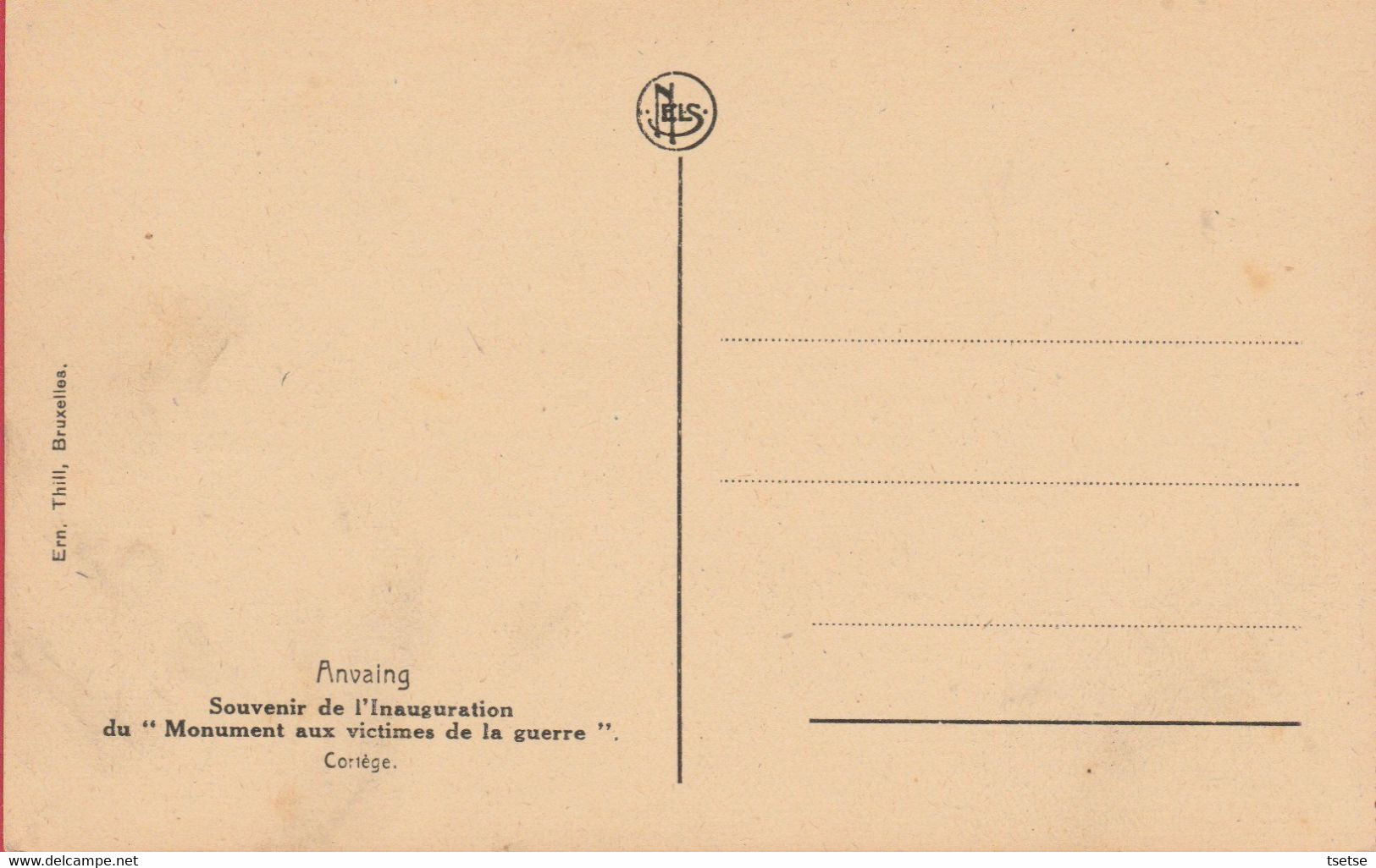 Anvaing - Inauguration Du " Monument Aux Victimes De La Guerre " - Cortège ( Voir Verso ) - Frasnes-lez-Anvaing