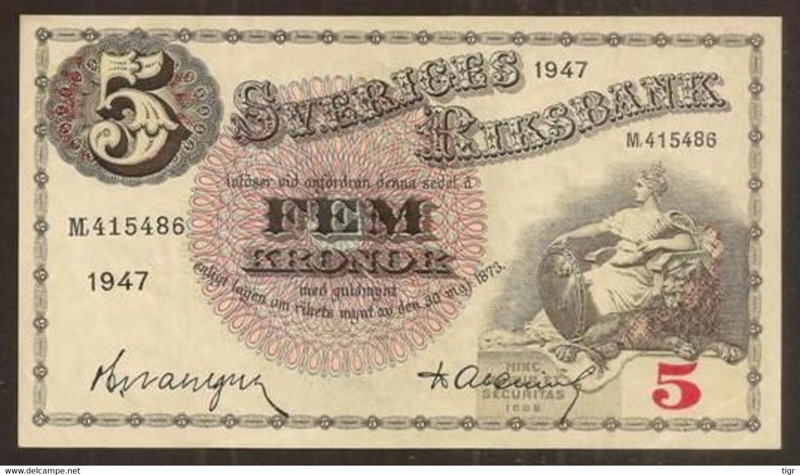 SWEDEN. 5 Kronor 1947. - Sweden