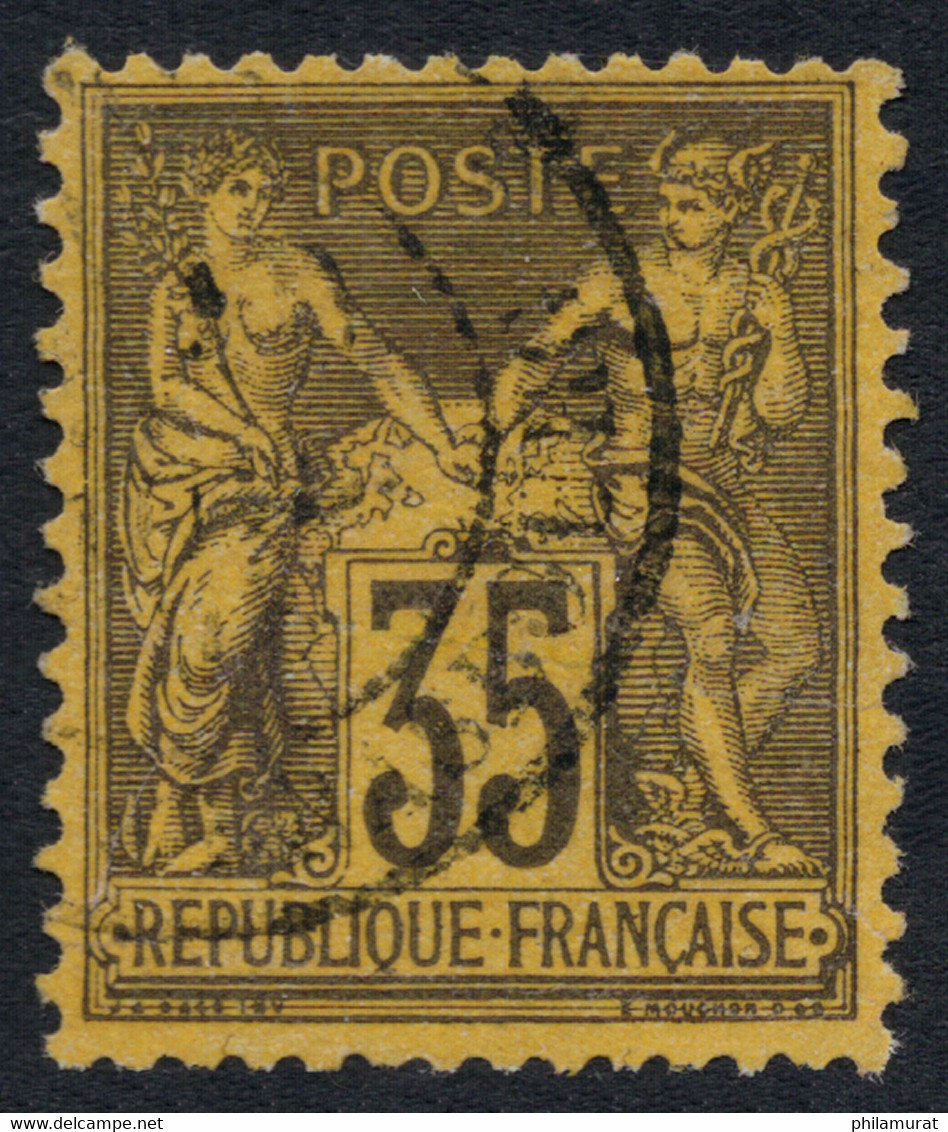 France N°93, Sage 35c Violet-noir Sur Jaune, Oblitéré - SUPERBE - COTE 50 € - 1876-1898 Sage (Tipo II)